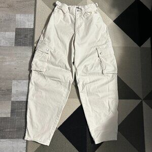 Wild Fable Ivory/Cream Mid-Rise Barrel Cargo Pants Women's Size XS